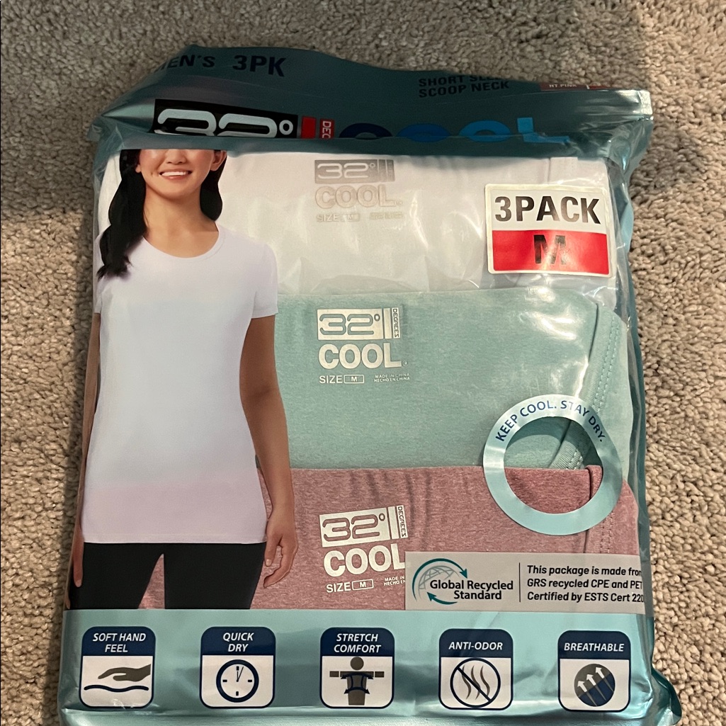 32 Degrees Cool Women's T-Shirt 3-Pack - White, Mint &Pink